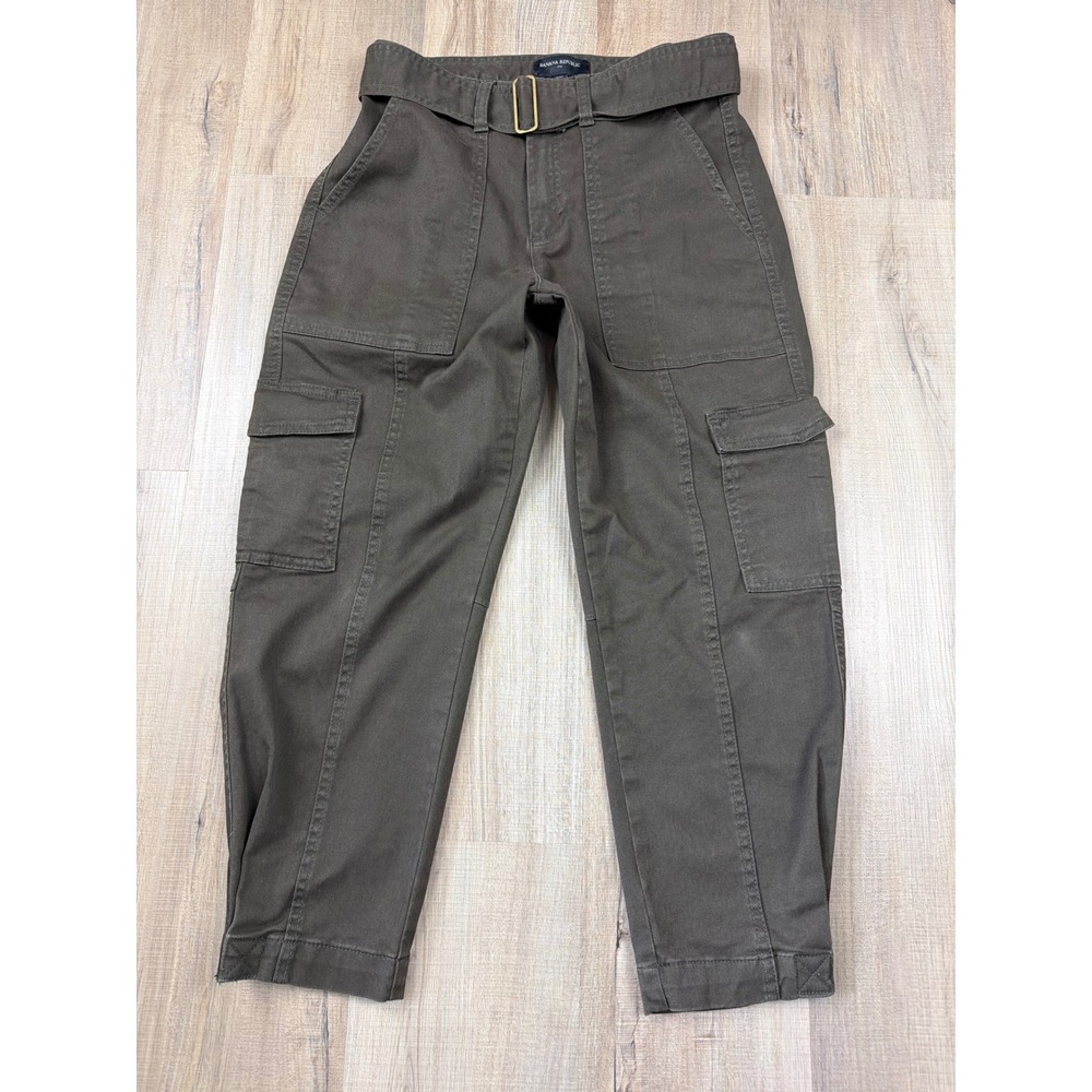 Banana Republic HR Blotch Trap Cargo Pants Sheltered Earth Olive Brown‎ Petite 2